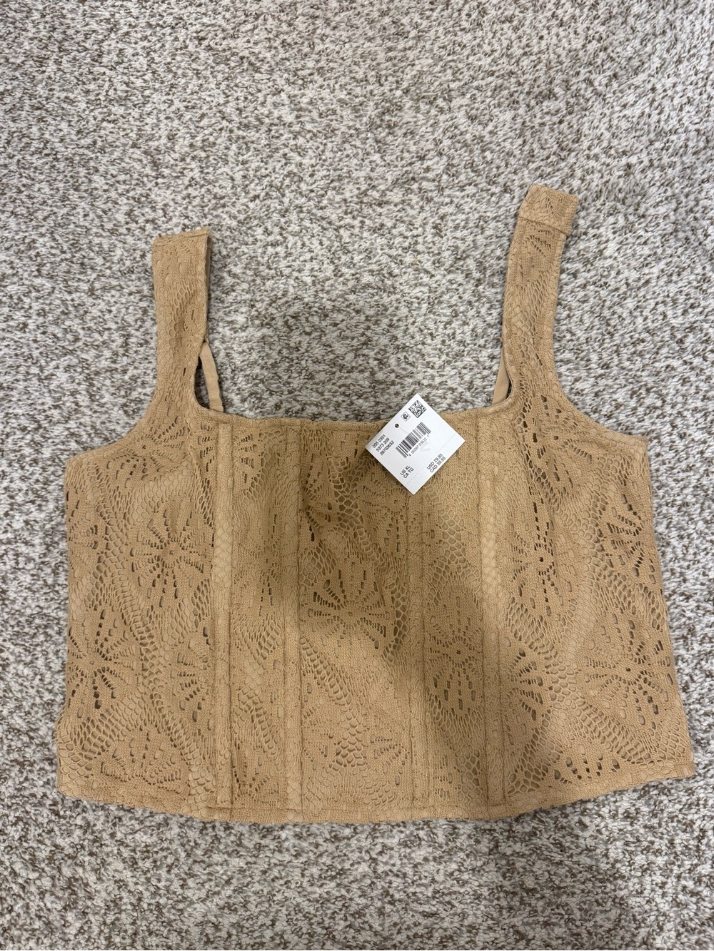 NWT American eagle tan lace corset style crop top sz xl extra large